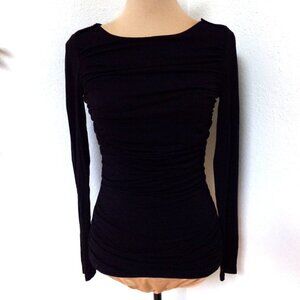 Carmen Carmen Mark Valvo Black Ruched Top with Epaulets at the shoulders